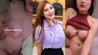 น้องเนสเล่นักศึกษาสาวหุ่นเอ็กโคตรเด็ดนมใหญ่มาก ขึ้นขย่มควยเอวเด้งสุดๆ แฟนจับกระแทกหีซอยรั่วๆ เล่นเอาน้ำแตกคารู